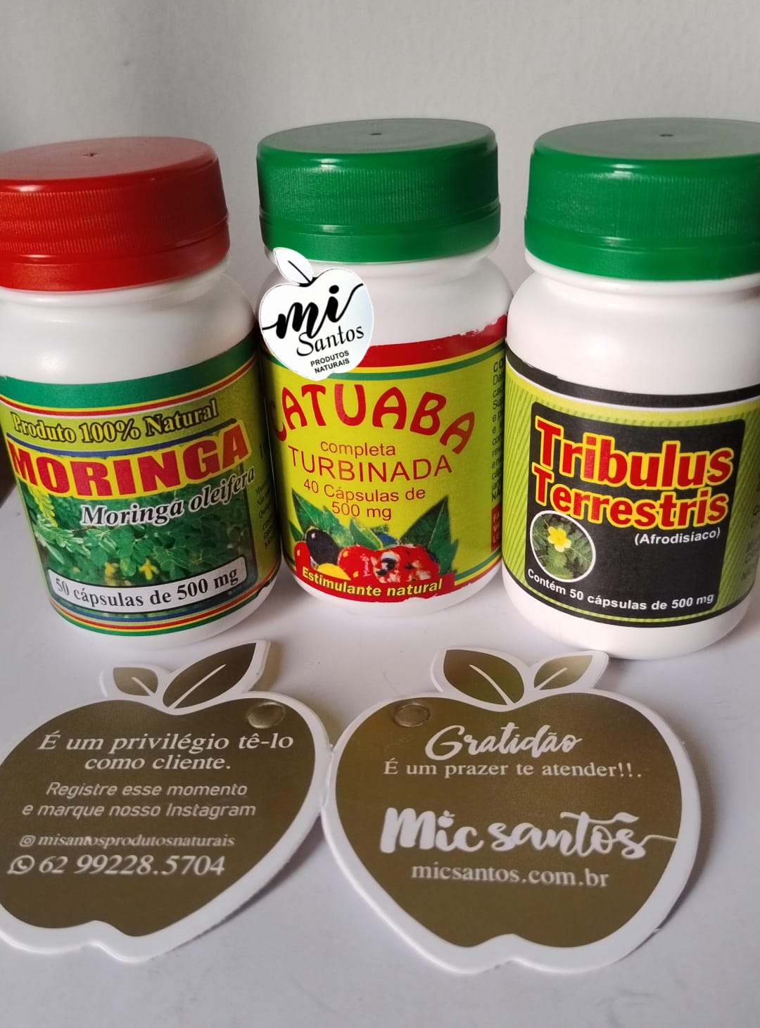 Moringa Oleifera 50 cápsulas 500mg Catuaba Turbinada 40 cáps. 500mg Tribulus Terrestris 50 cáps. 500mg